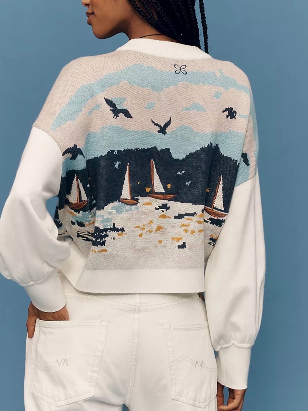 Anthropologie Maeve Nautical Scene Sweater, lighthouse, size small NWT - Picture 2 of 9
